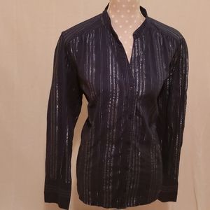 "A.n.a" silver stripe navy button down